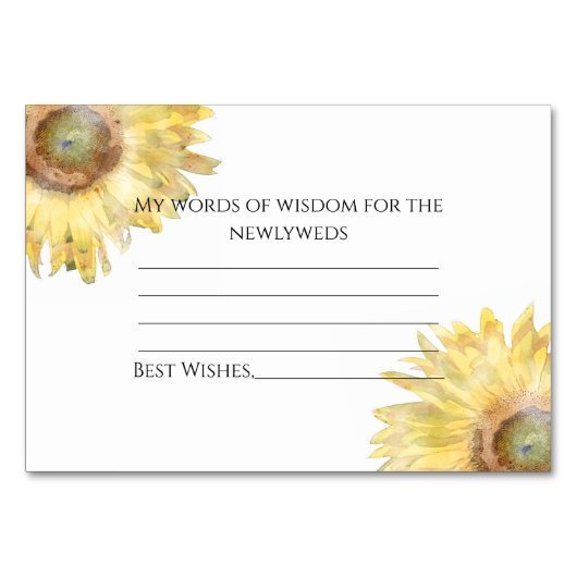 Gele zonnebloemen Waterverf Weddenschap Kaarten (Achterkant)