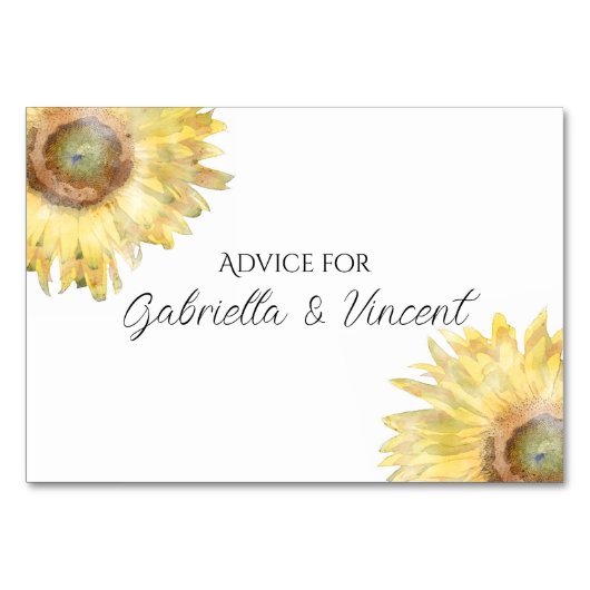 Gele zonnebloemen Waterverf Weddenschap Kaarten (Voorkant)