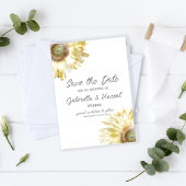 Gele zonnebloemen Waterverf Weddenschap Opslaan Da Save The Date