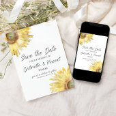 Gele zonnebloemen Waterverf Weddenschap Opslaan Da Save The Date