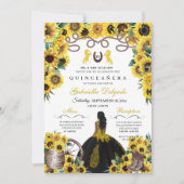 Gele zonnebloemen Western Charro Quinceanera Kaart (Voorkant)