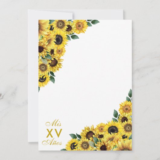 Gele zonnebloemen Western Charro Quinceanera Kaart (Achterkant)