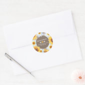 Gele Zonnebloemen White Daisies Burlap Adres Ronde Sticker (Envelop)