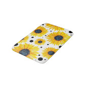 Gele Zonnebloemen Witte Achtergrond Patroon Badmat (Gekanteld)