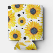 Gele Zonnebloemen Witte Achtergrond Patroon Blikjeskoeler (Achterkant)
