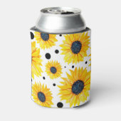 Gele Zonnebloemen Witte Achtergrond Patroon Blikjeskoeler (Blikje Achterkant)