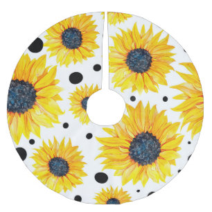 Gele Zonnebloemen Witte Achtergrond Patroon Kerstboom Rok