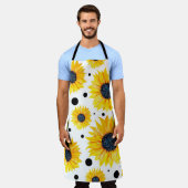 Gele Zonnebloemen Witte Achtergrond Patroon Schort (Gedragen)