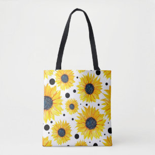 Gele Zonnebloemen Witte Achtergrond Patroon Tote Bag
