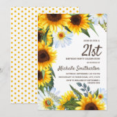 Gele Zonnebloemen Witte Dagen 21e verjaardag Kaart (Voorkant / Achterkant)