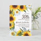 Gele Zonnebloemen Witte Dagen 30e verjaardag Kaart (Staand voorkant)