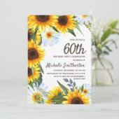 Gele Zonnebloemen Witte Dagen 60e verjaardag Kaart (Staand voorkant)