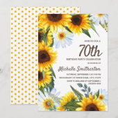 Gele Zonnebloemen Witte Dagen 70e verjaardag Kaart (Voorkant / Achterkant)