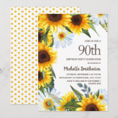 Gele Zonnebloemen Witte Dagen 90e verjaardag Kaart (Voorkant / Achterkant)