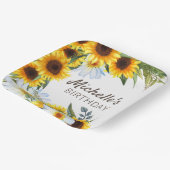 Gele zonnebloemen Witte Dagen Birthday Name Papieren Bordje (Gebogen)
