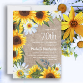 Gele Zonnebloemen Witte Madeliefjes 70ste Verjaard Kaart