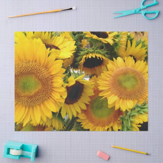 Gele Zonnebloemen Zomer Weefsel Papier Wrap (Craft)