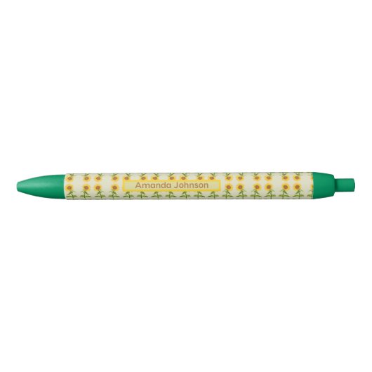 Gele zonnebloemen zwarte inkt pen (Voorkant)