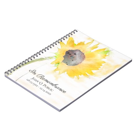 Gele Zonnebloemenvaas Viering van het Leven Begraf Notitieboek (Linkerzijde)