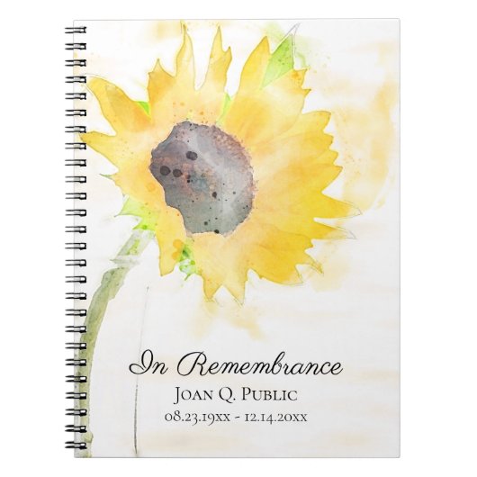 Gele Zonnebloemenvaas Viering van het Leven Begraf Notitieboek (Voorkant)