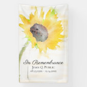 Gele Zonnebloemenvaas Viering van het Leven Begraf Spandoek (Verticaal)