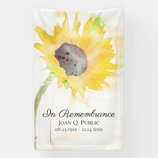 Gele Zonnebloemenvaas Viering van het Leven Begraf Spandoek (Verticaal)