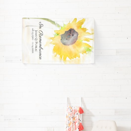 Gele Zonnebloemenvaas Viering van het Leven Begraf Spandoek (Insitu)