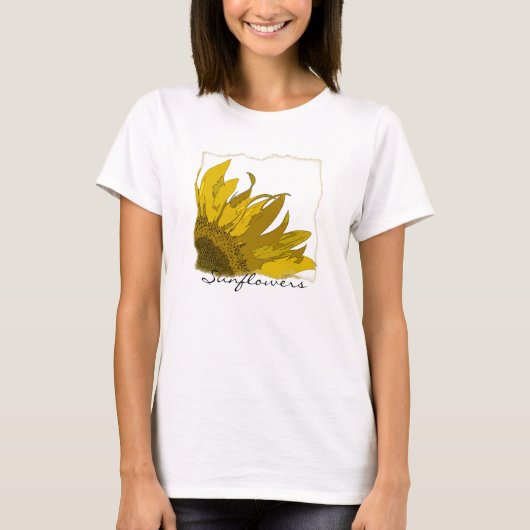 Gele zonnebloemhoek t-shirt (Voorkant)