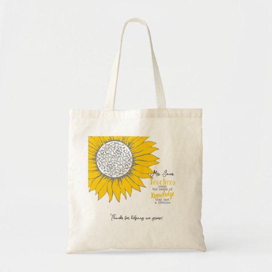Gele zonnebloemleraar bedankt cadeau tote bag (Voorkant)