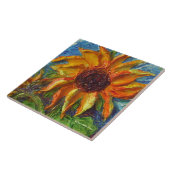 Gele zonnebloempel tegeltje (Zijkant)