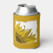 Gele zonnebloemphoek bruiloft blikjeskoeler (Blikje Voorkant)