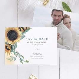 Gele zonnebloempjes sparen de datum Kaart