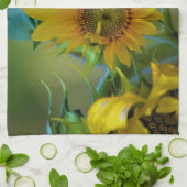 Gele zonnebloempjes voor tuinbouwkunst theedoek (Gevouwen)