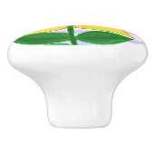 Gele zonnebloempjes Waterverf Stripes Keramische Knop (Zijkant)