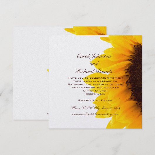 Gele zonnebloempjes Weddenschappen Kaart (Voorkant / Achterkant)