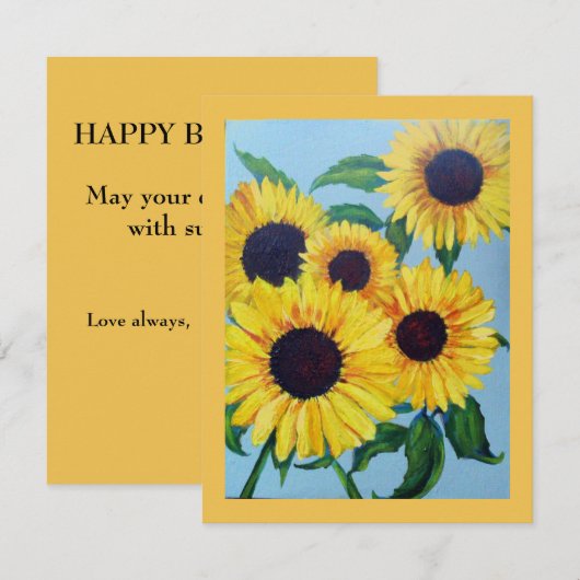 Gele zonnebloempjes Wenskaart (Voorkant / Achterkant)