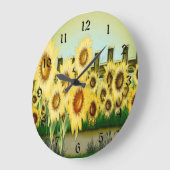 Gele zonnebloempster grote klok (Hoek)