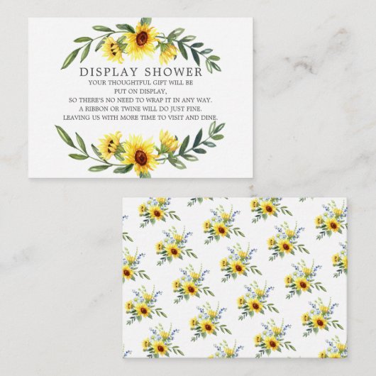 Gele zonnebloempuizen Vrijgezellenfeest Display Sh Informatiekaartje (Voorkant / Achterkant)