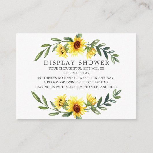 Gele zonnebloempuizen Vrijgezellenfeest Display Sh Informatiekaartje (Voorkant)