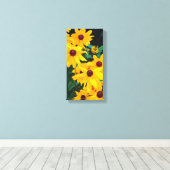 Gele zonnebloesdoek canvas afdruk (Insitu (Houten vloer))