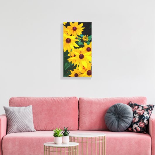 Gele zonnebloesdoek canvas afdruk (Insitu (Woonkamer))