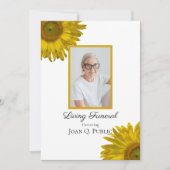 Gele Zonnebloesems Levende Begrafenisfeest Kaart (Voorkant)