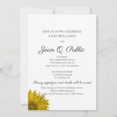 Gele Zonnebloesems Levende Begrafenisfeest Kaart (Achterkant)