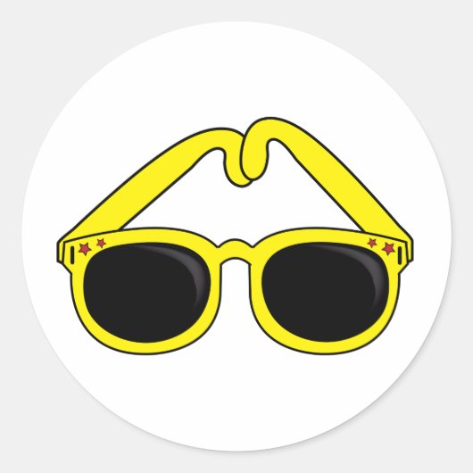 Gele zonnebrillen Zonnebakkers Ronde Sticker (Voorkant)
