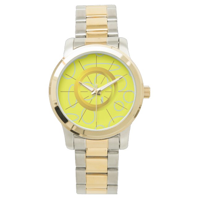 Gele Zonneschijn Cirkels Time Watch Horloge (Voorkant)