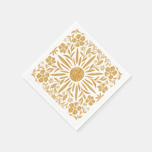Gele zonneschijn en servetten met bloemenprint voo (Hoek)
