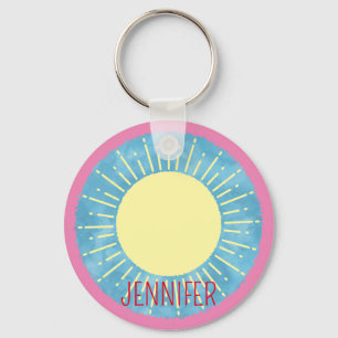 Gele Zonneschijn in Blauwe Hemel Douanenaam Sleutelhanger