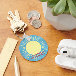 Gele Zonneschijn in Blauwe Hemel Douanenaam Sleutelhanger