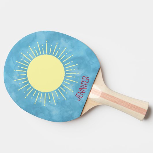 Gele Zonneschijn in Blauwe Hemel Douanenaam Tafeltennisbatje (Zijkant)