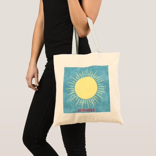 Gele Zonneschijn in Blauwe Hemel Douanenaam Tote Bag (Voorkant (product))